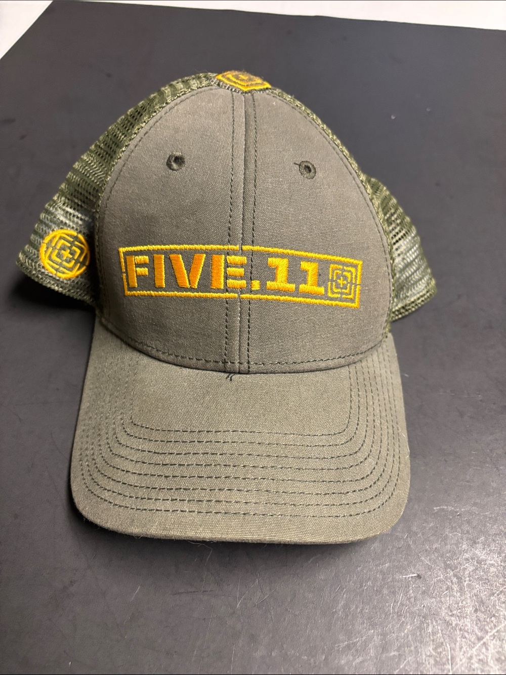 5.11 Tactical Olive Green Trucker Hat with Yellow Embroidery